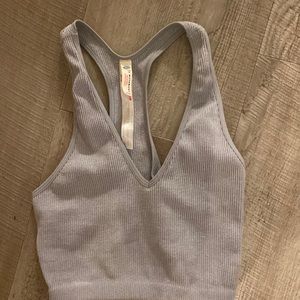 Free People light gray/blue v-neck shirt